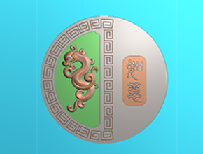 【龍鳳圓對(duì)牌-龍】浮雕系列 精美玉石雕刻圖片大