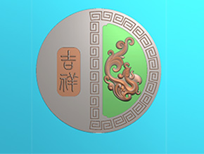 【龍鳳圓對(duì)牌-鳳】浮雕系列 鐲子心雕刻圖片大全
