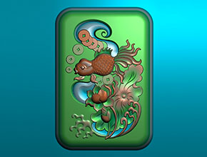 【花魚翡翠掛件】浮雕系列 雕刻翡翠的機雕圖紙